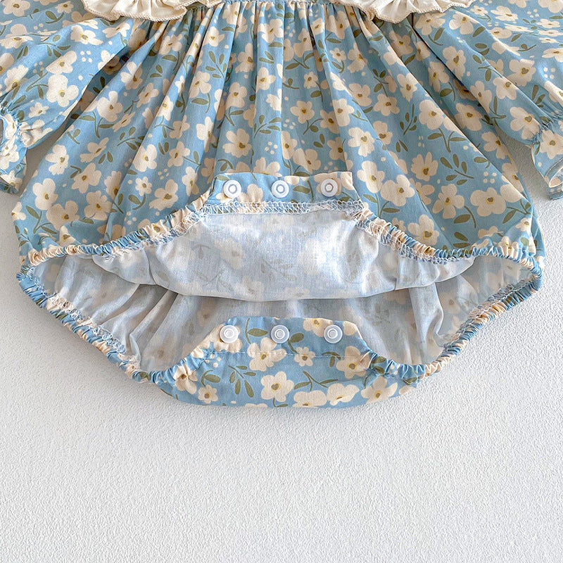 【姉妹服】花刺繍襟ロンパース、ワンピースSK101135
