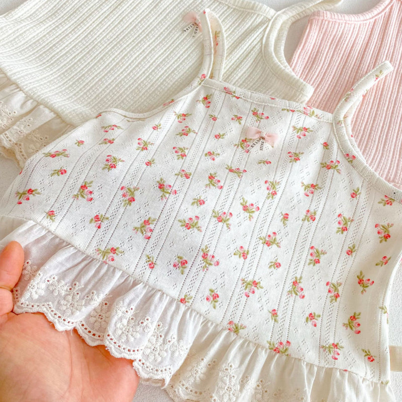 【BABY】夏新作 無地、花柄レースセットアップSK072223