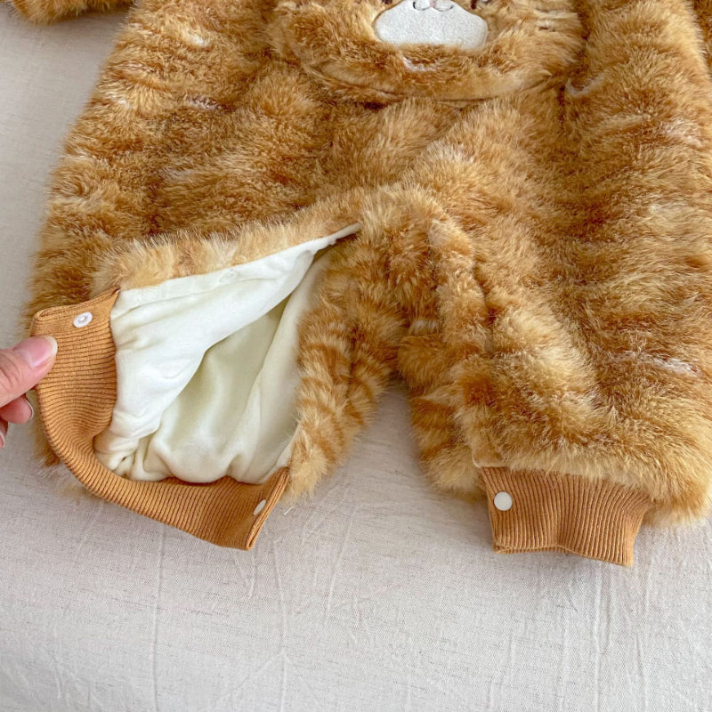 【BABY】韓国風キャット柄もこもこカバーオールSK102928