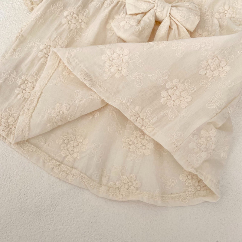【BABY】夏新作 刺繍トップス&リボンショートパンツセットアップSK071913