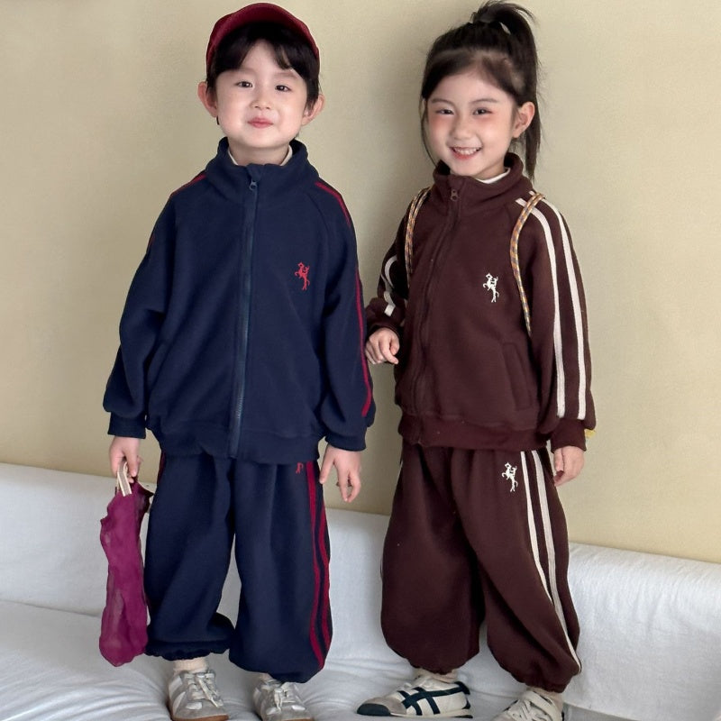 【BABY&KID】冬新作 韓国風フリースセットアップSK102035