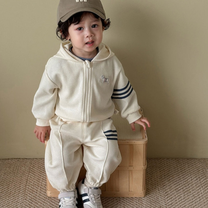 【BABY&KID】犬ワッペンワッフルセットアップSK100314