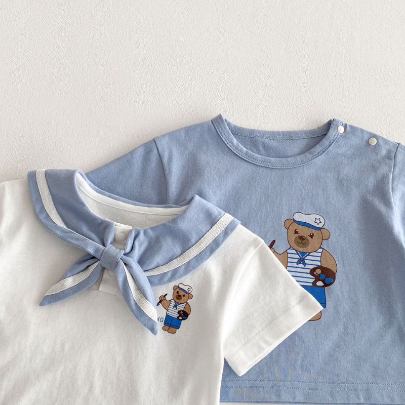【BABY&KID】夏新作 ネイビー風クマTシャツ、星柄ジーンズSKO71207