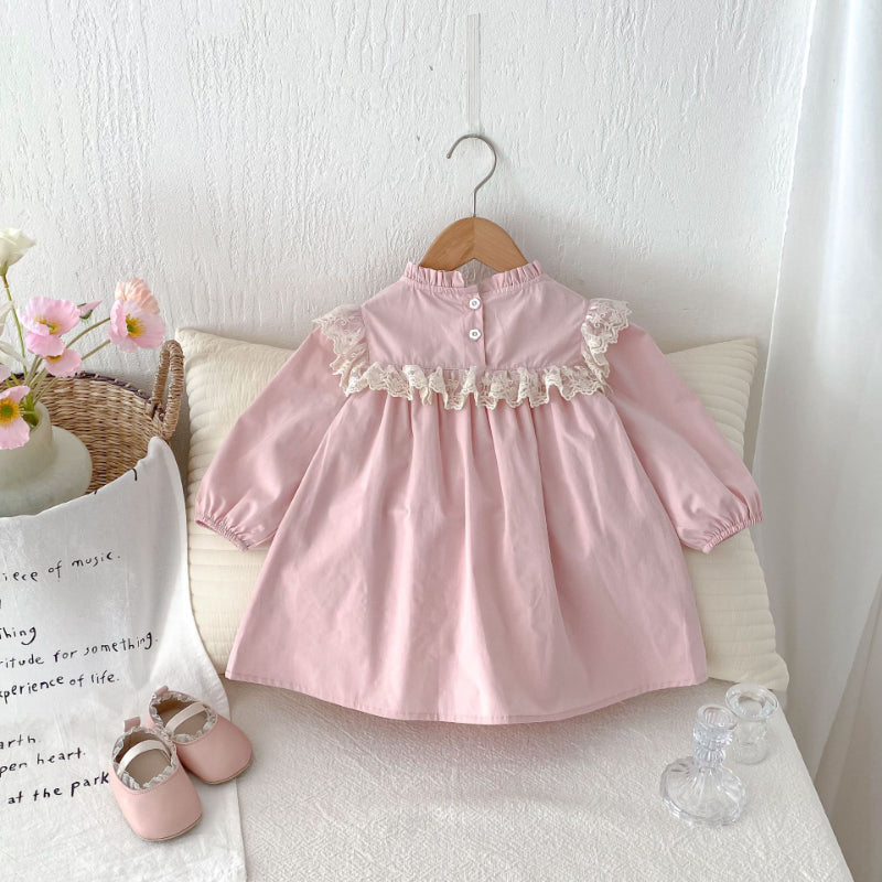 【BABY&KID】スタンドカラー花柄刺繍ワンピースSK011005