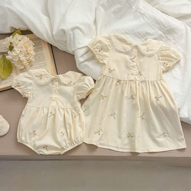 【姉妹服】夏新作 花柄刺繍ロンパース、ワンピースSK081624