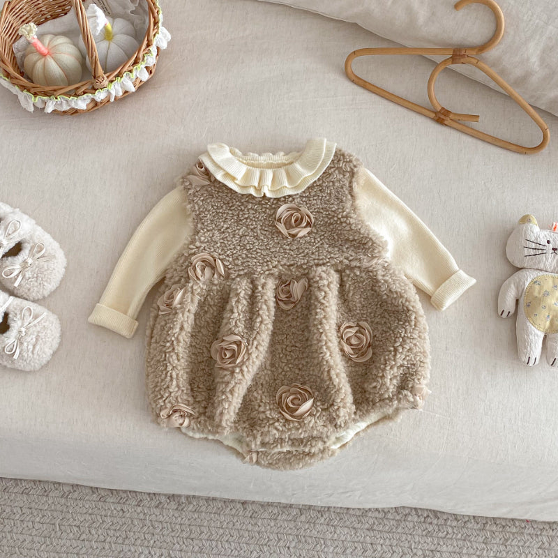【BABY】冬新作立体フラワーロンパースSK102512