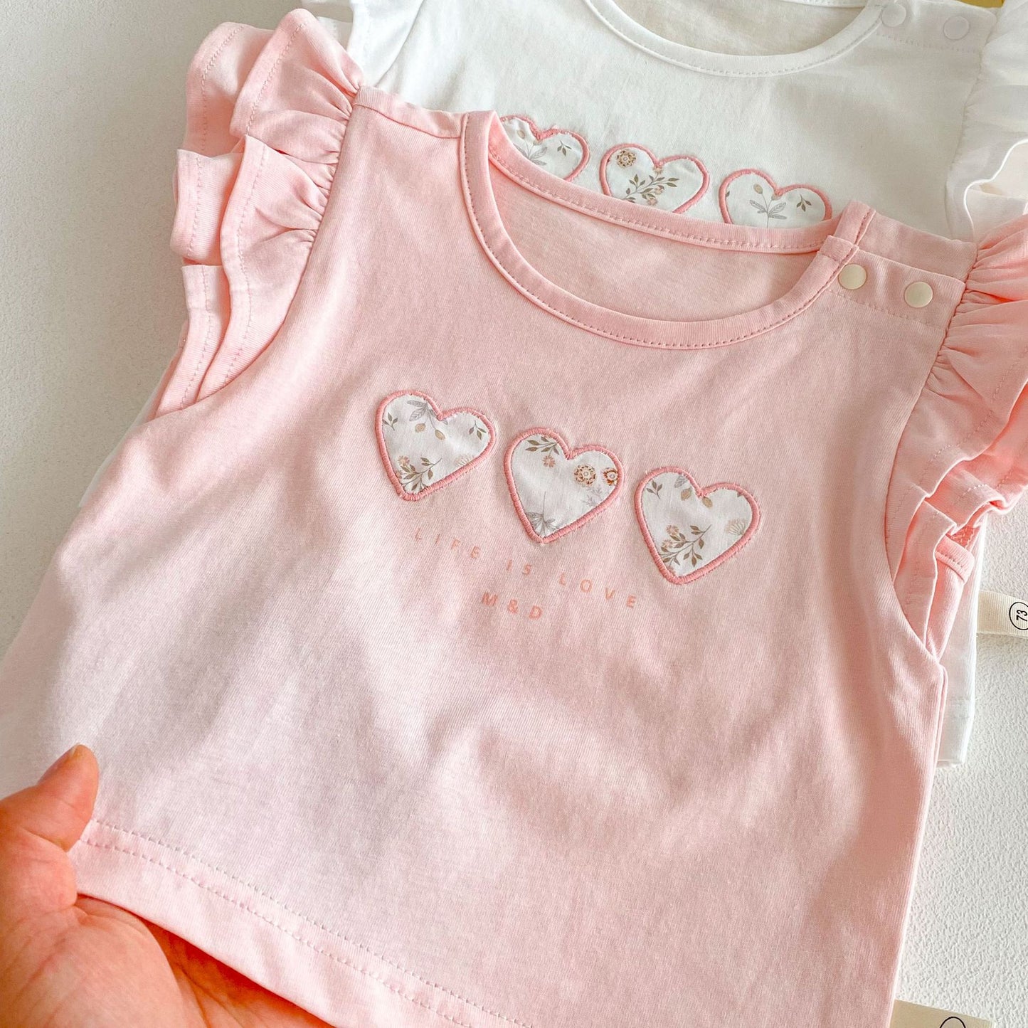 【BABY&KID】夏新作 フライングスリーブ花柄TシャツSKO71211