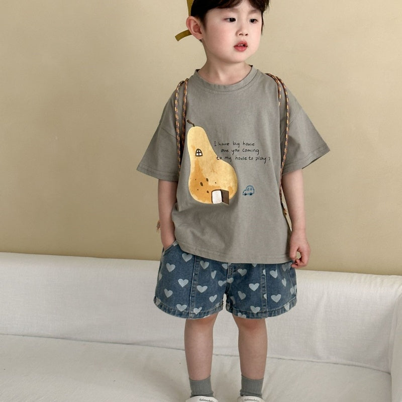 【BABY&KID】夏新作 フルーツ文字柄TシャツSK063030
