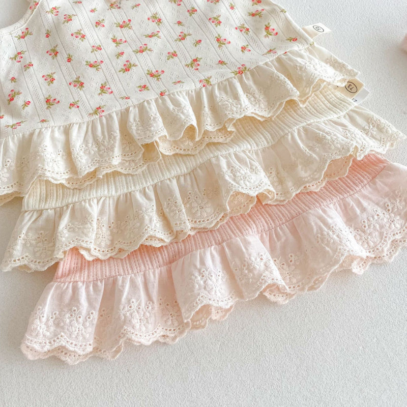 【BABY】夏新作 無地、花柄レースセットアップSK072223