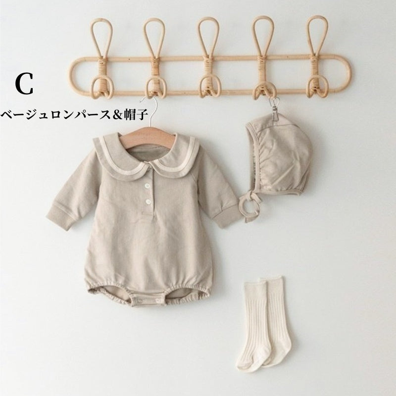 【BABY】配色パイピング大襟ロンパースSK010315