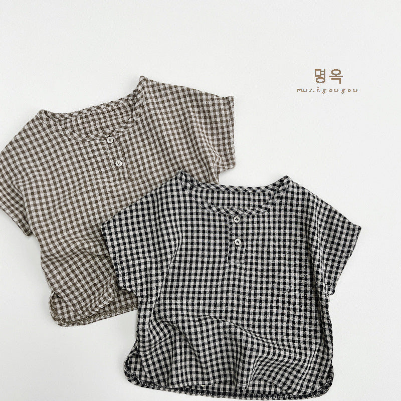 【BABY&KID】夏新作 韓国風チェックシャツSK080816
