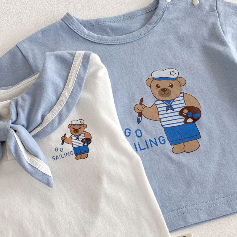 【BABY&KID】夏新作 ネイビー風クマTシャツ、星柄ジーンズSKO71207