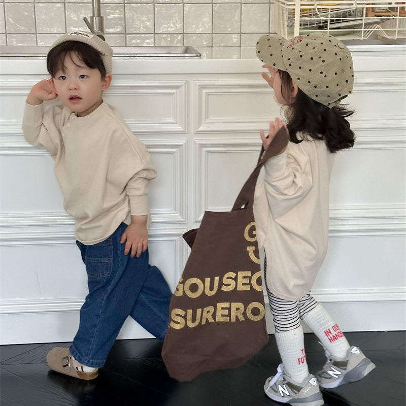 【BABY&KID】韓国風ピュアカラーバーサタイルTシャツSK023007