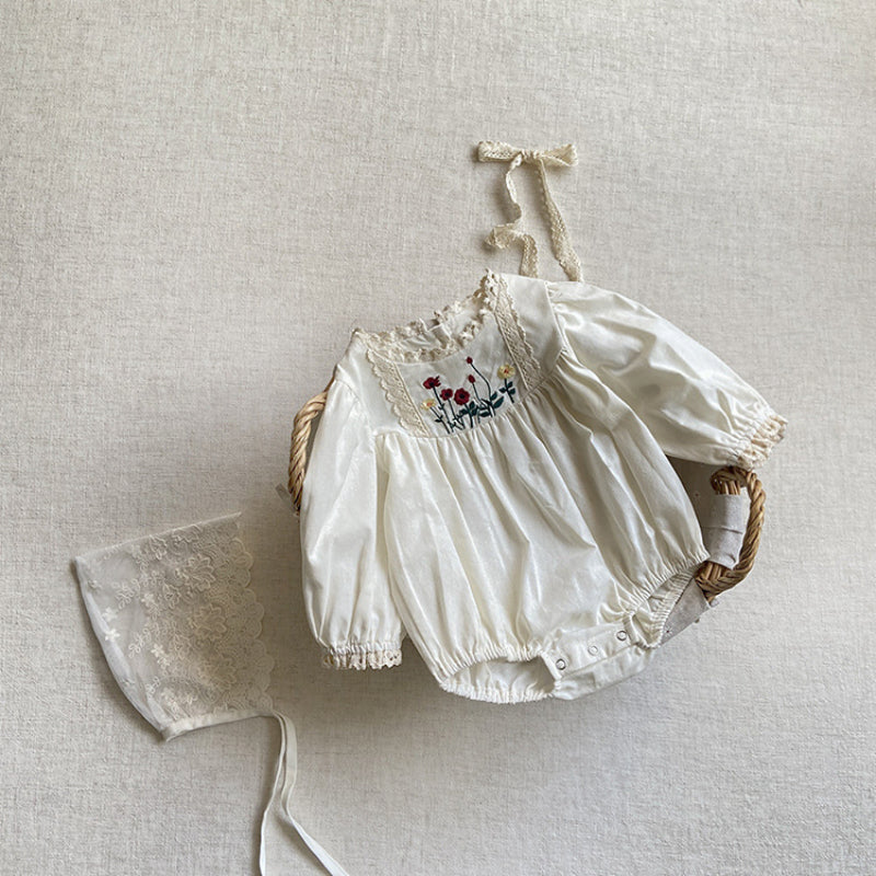【BABY】花柄刺繍ロンパースSK101501