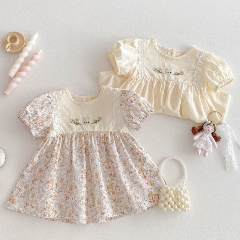 【BABY&KID】夏新作 フラワー、無地ワンピースSK080308