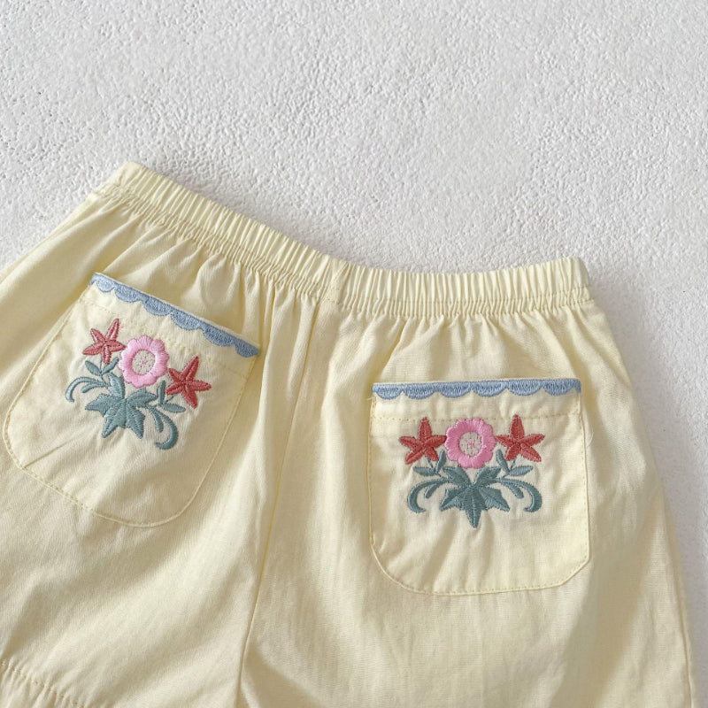 【BABY】夏新作 花柄刺繍襟付きセットアップSK010231