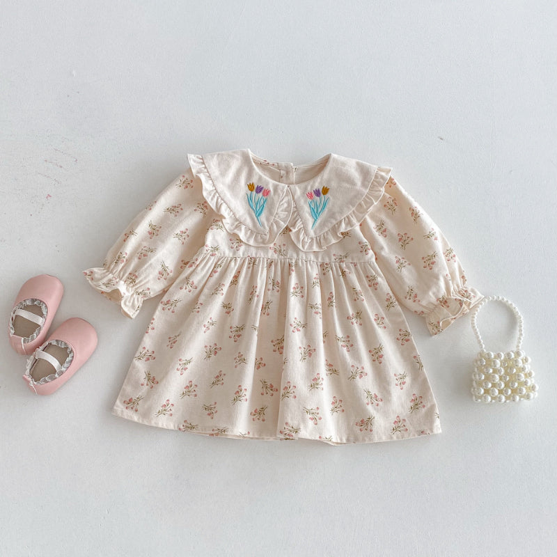 【BABY&KID】アプリコット小花柄ワンピースSK011019