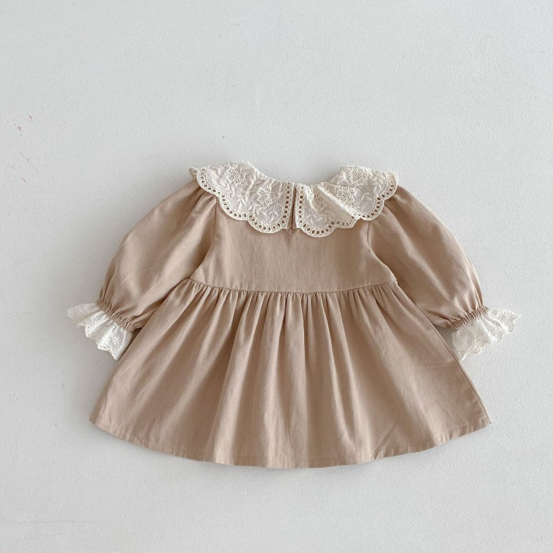 【BABY&KID】花刺繡襟ナチュラルワンピースSK050803