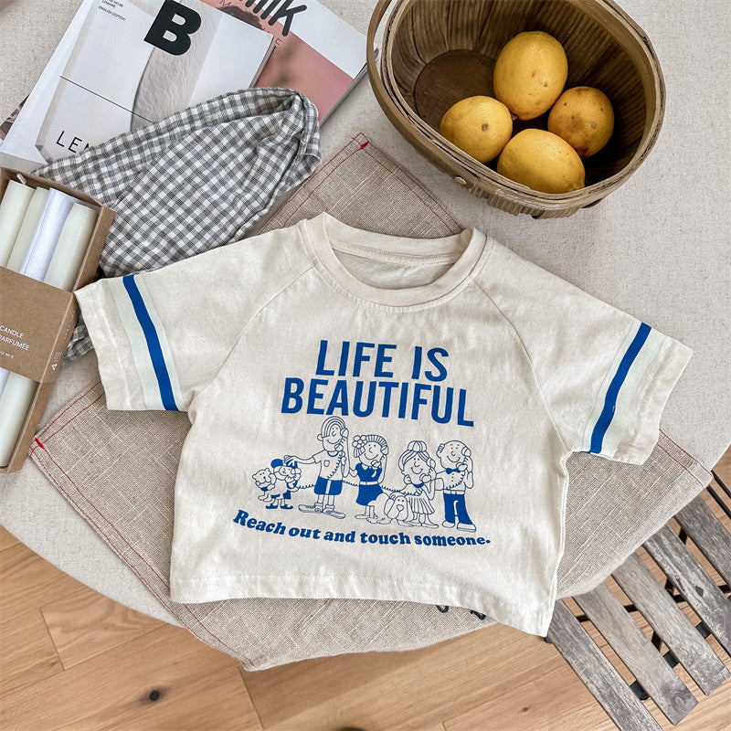 【BABY&KID】夏新作 英字カートゥーン柄プリントTシャツSK091614