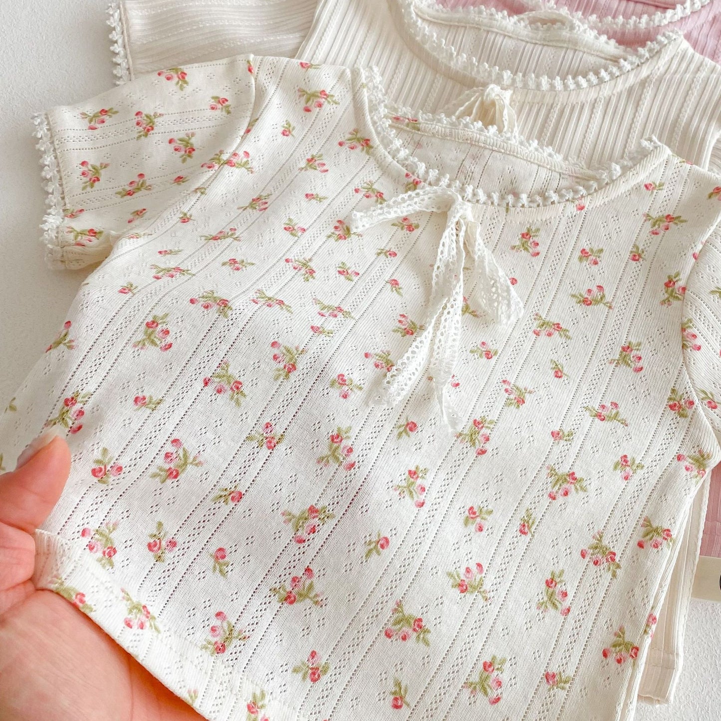 【BABY&KID】夏新作 無地&小花柄コットンTシャツSKO71210