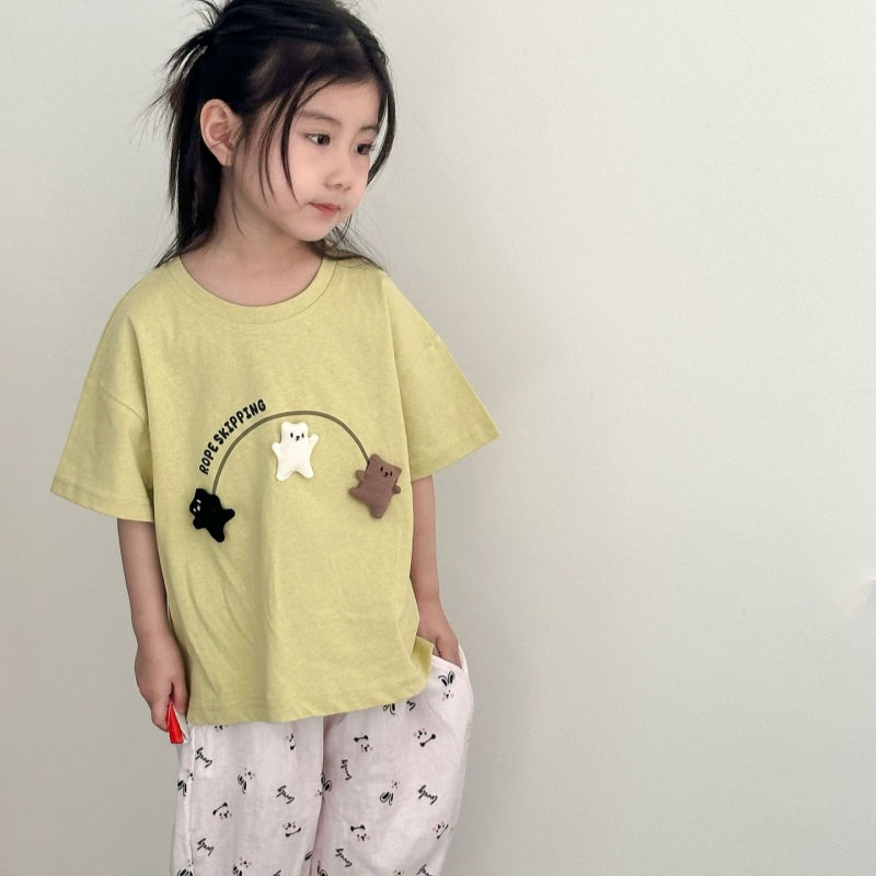 【BABY&KID】夏新作 三匹の小さなクマ半袖TシャツSK072101