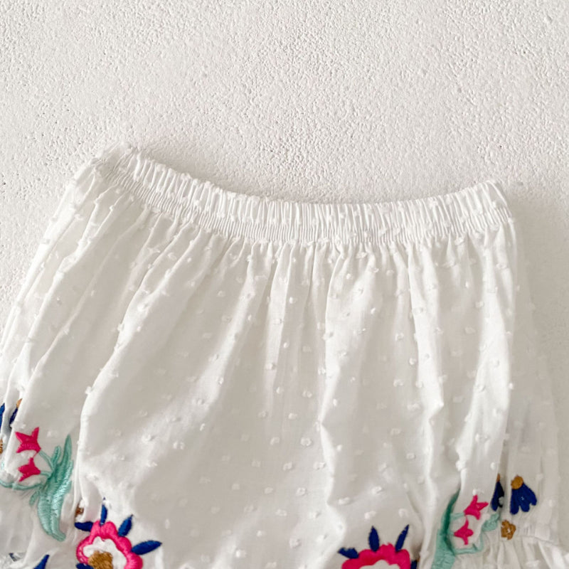 【BABY&KID】夏新作 フラワー刺繍キャミセットアップSK081608