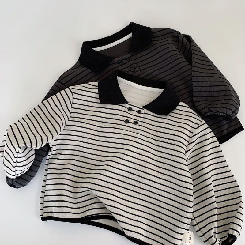 【BABY&KID】ストライプ長袖POLOシャツSK100516