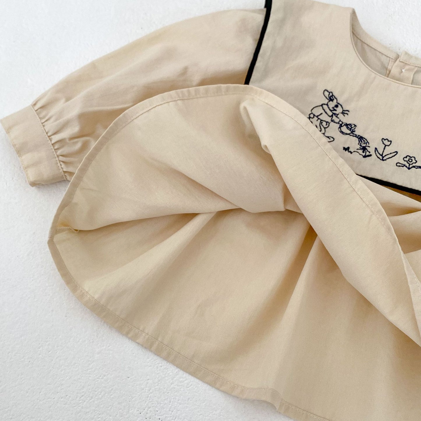 【BABY&KID】ウサギ刺繡襟トップス&ブルマSK031802