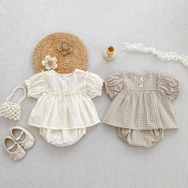 【BABY】夏新作 刺繍、チェック柄セットアップSK072510