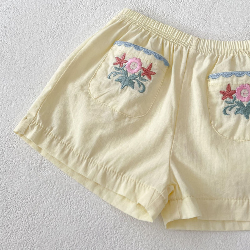 【BABY】夏新作 花柄刺繍襟付きセットアップSK010231