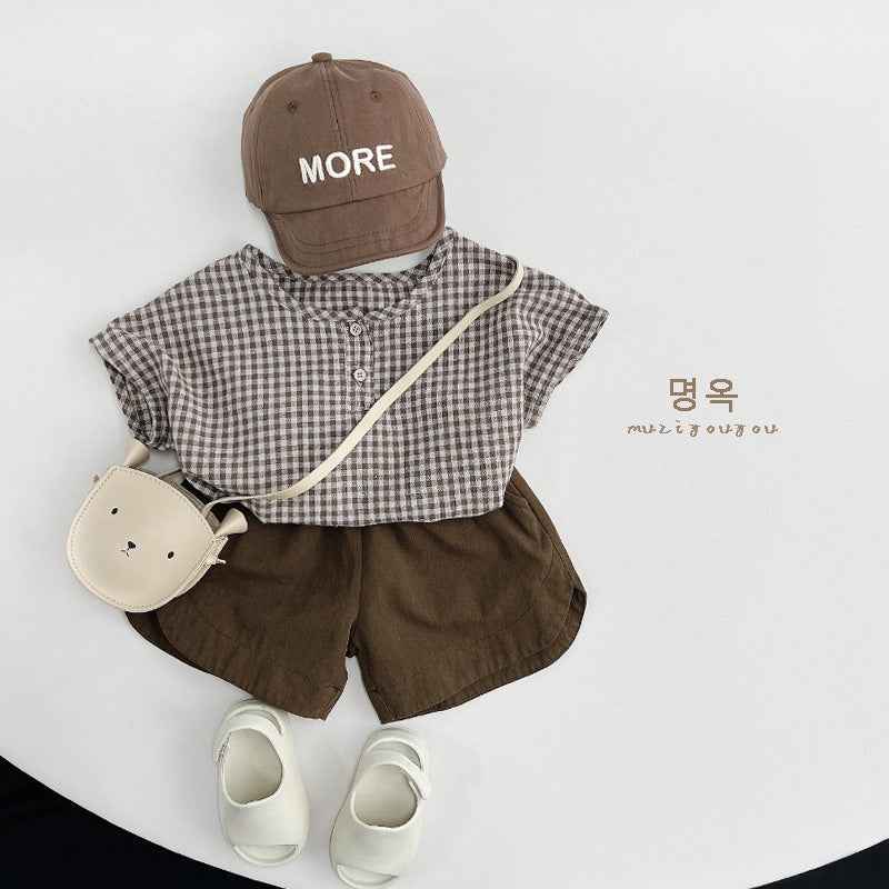 【BABY&KID】夏新作 韓国風チェックシャツSK080816