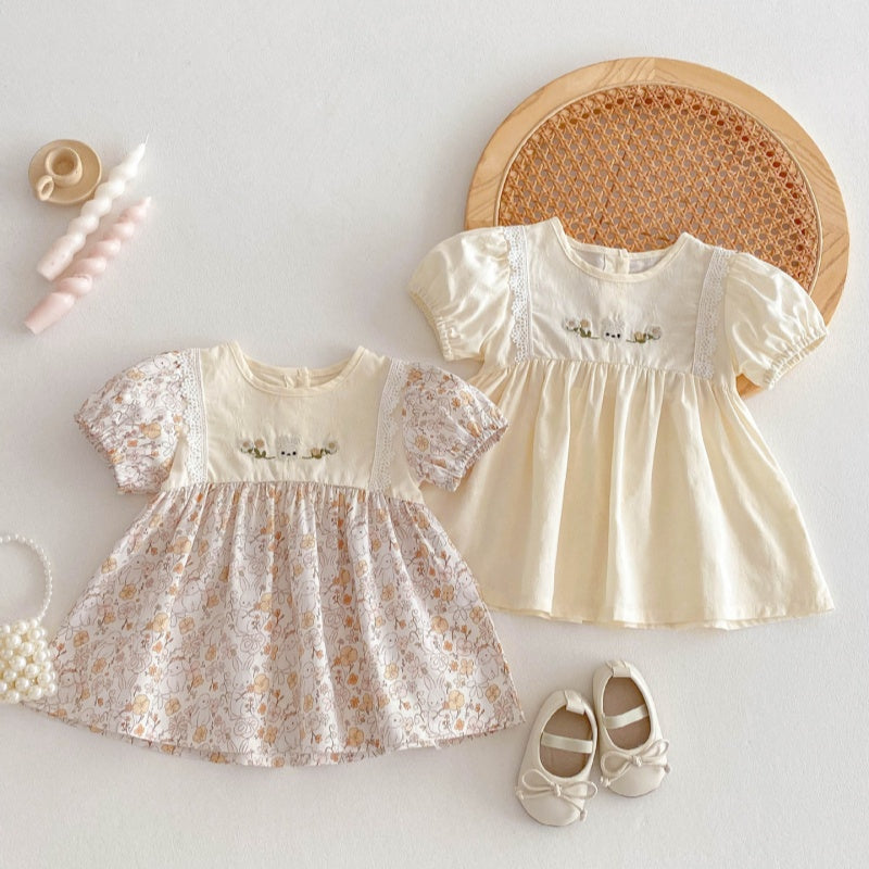 【BABY&KID】夏新作 フラワー、無地ワンピースSK080308