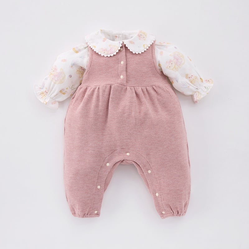 【BABY】可愛いピンク花柄ロンパース、サロペットSK051601