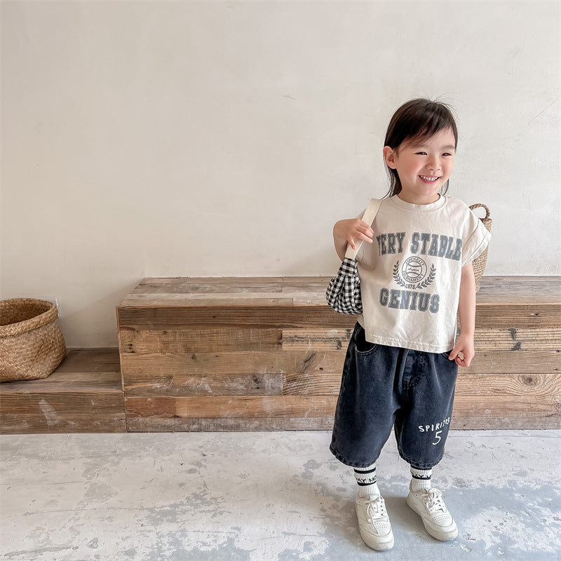 【BABY&KID】夏新作 ラグランスリーブプリントTシャツSK091615