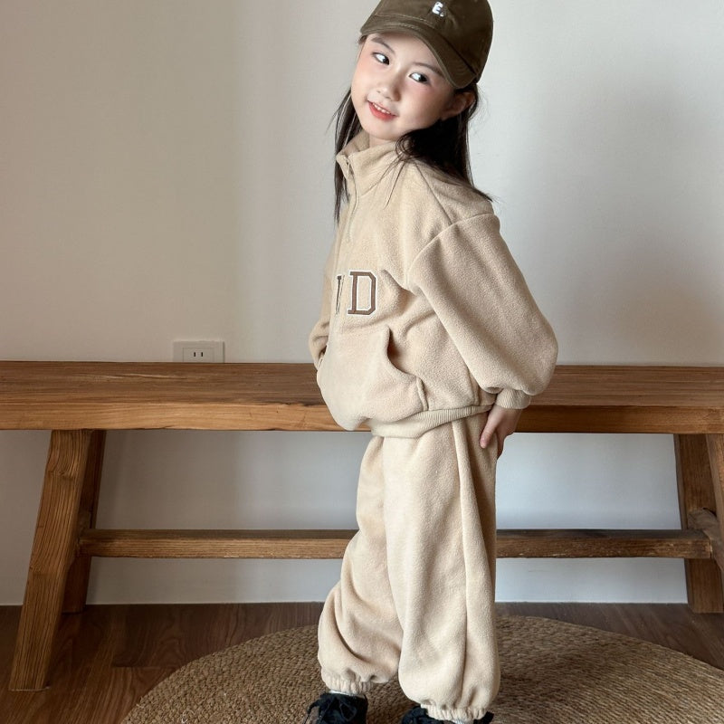 【BABY&KID】冬新作 英字ロゴフリースセットアップSK102031