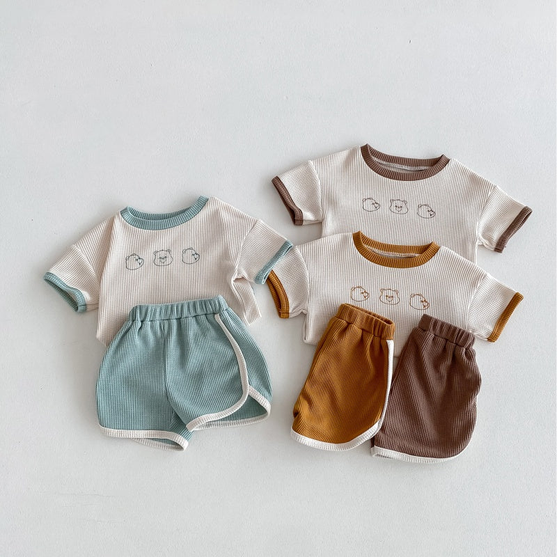 【BABY】夏新作 ワッフルくまセットアップSK091605