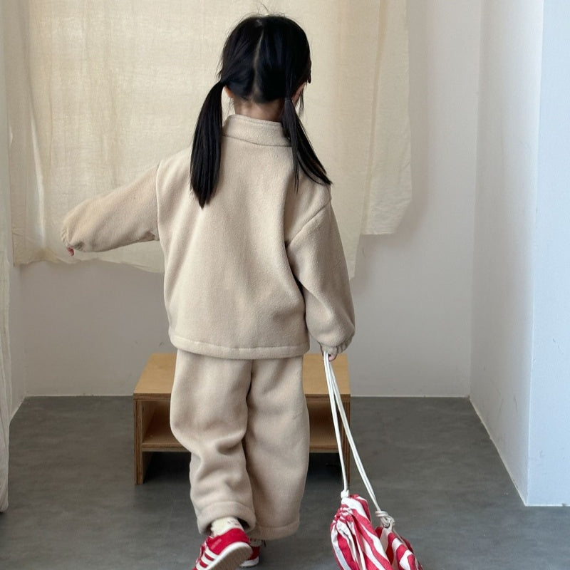 【BABY&KID】冬新作 ハイネック英字ロゴフリースセットアップSK102033