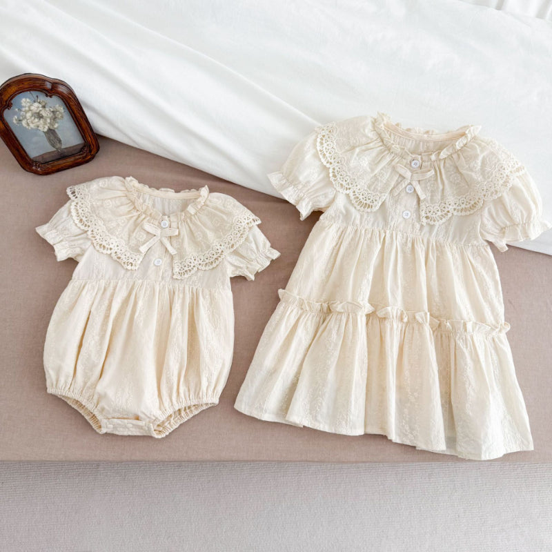 【姉妹服】夏新作 レースフリルロンパース、ワンピースSK081622