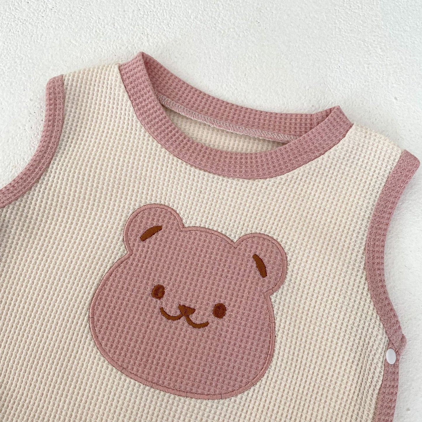 【BABY&KID】クマ柄ベスト、カジュアル無地トップス、クマ柄レギンスSK022218