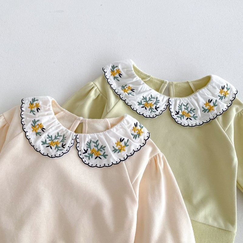 【BABY&KID】フラワー刺繡襟セットアップSK032206