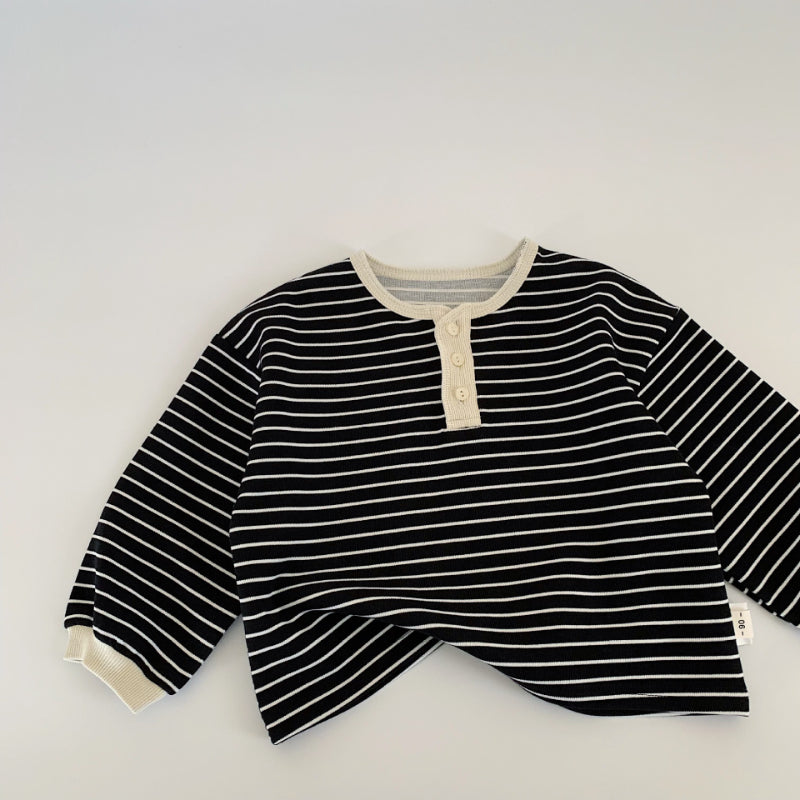 【BABY&KID】胸元スリット入りストライプ長袖SK100518