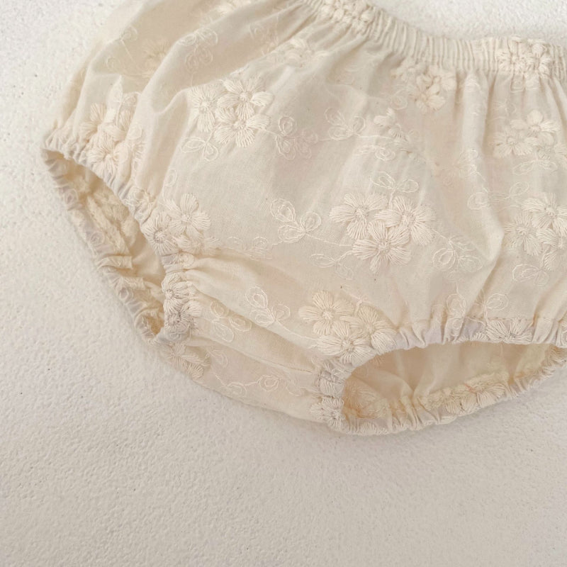 【BABY】夏新作 刺繍トップス&リボンショートパンツセットアップSK071913