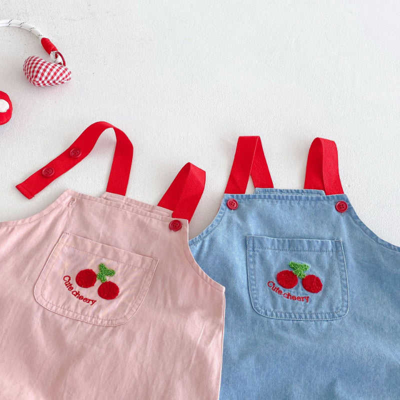 【BABY&KID】夏新作 チェリー柄デニムサロペット、チェリープリントTシャツSK080618