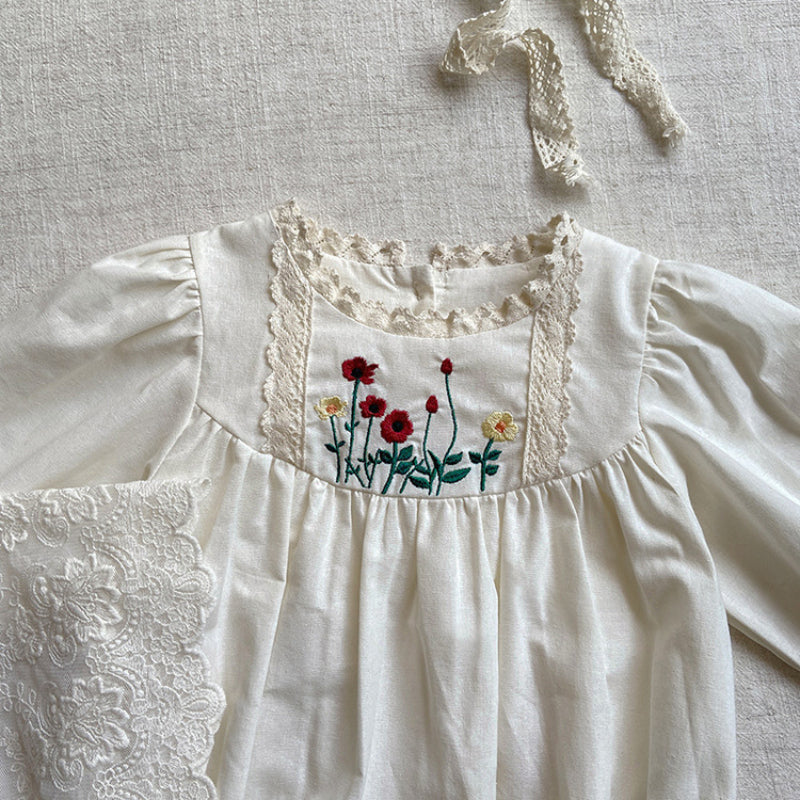 【BABY】花柄刺繍ロンパースSK101501