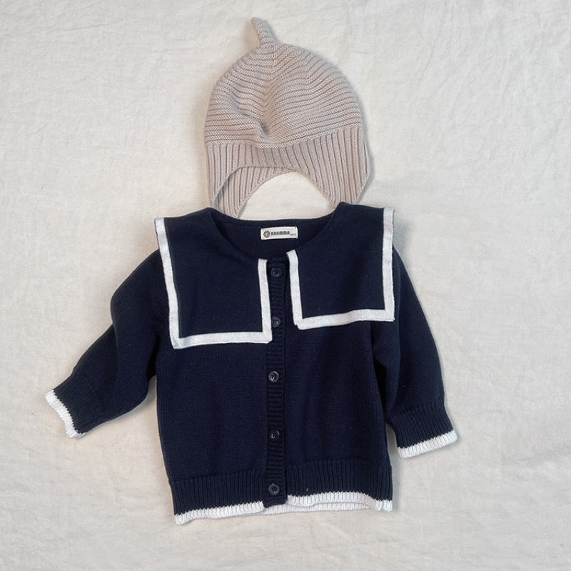 【BABY】くま刺繍ビッグカラーニットカーディガンSK101536