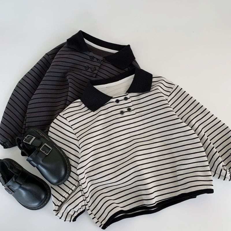 【BABY&KID】ストライプ長袖POLOシャツSK100516