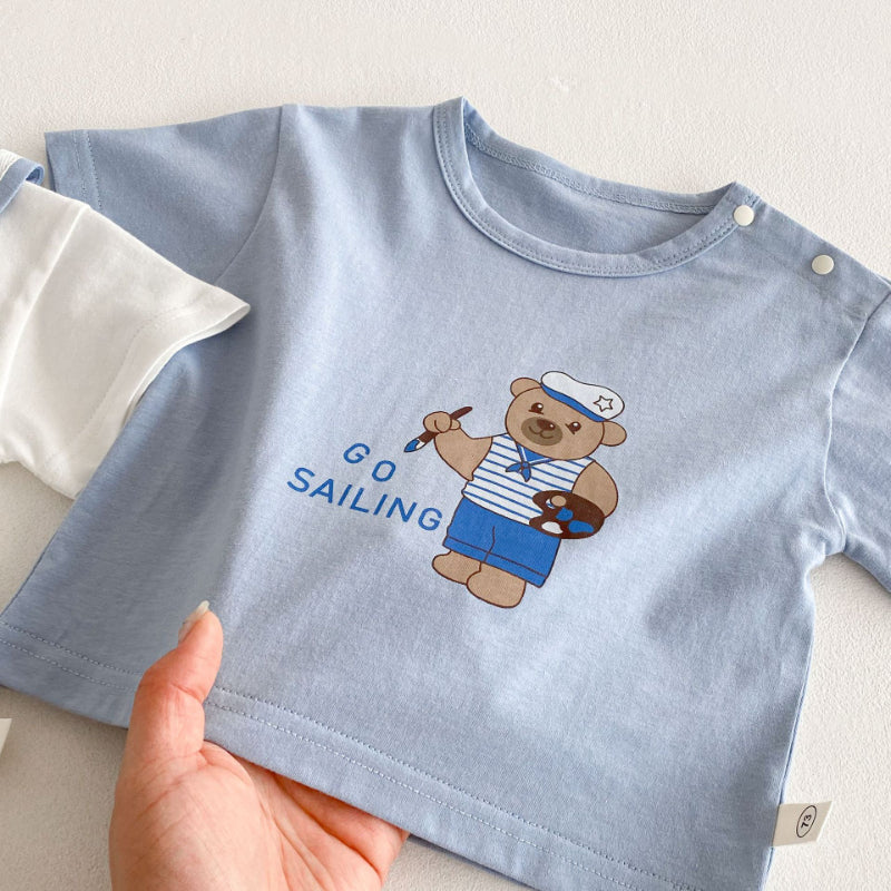 【BABY&KID】夏新作 ネイビー風クマTシャツ、星柄ジーンズSKO71207
