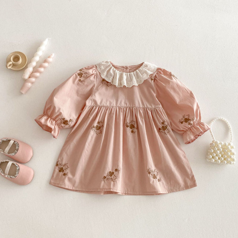 【BABY&KID】レース襟花柄刺繍ワンピースSK011013