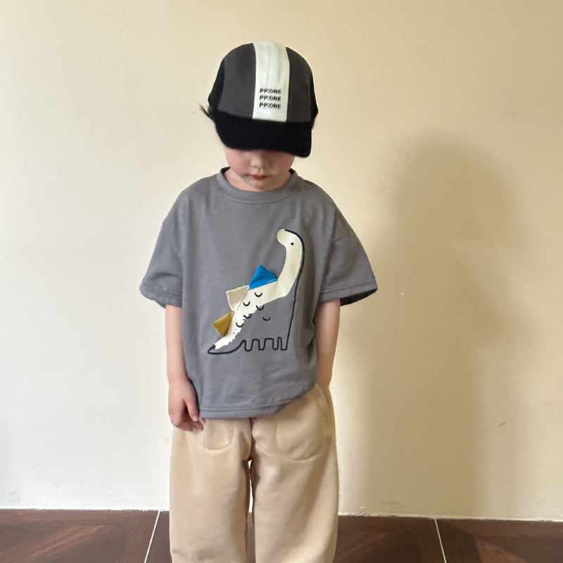 【BABY&KID】夏新作 カラーバリ恐竜半袖トップスSK063031
