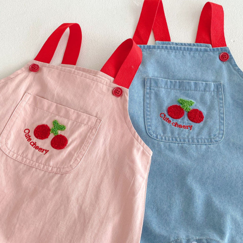 【BABY&KID】夏新作 チェリー柄デニムサロペット、チェリープリントTシャツSK080618